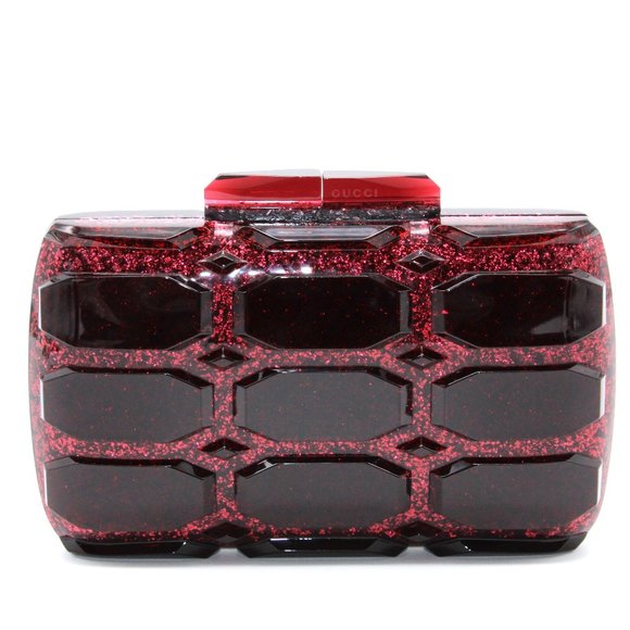 Gucci Aristographic Box Clutch Handbag Burgundy - Picture 1 of 9